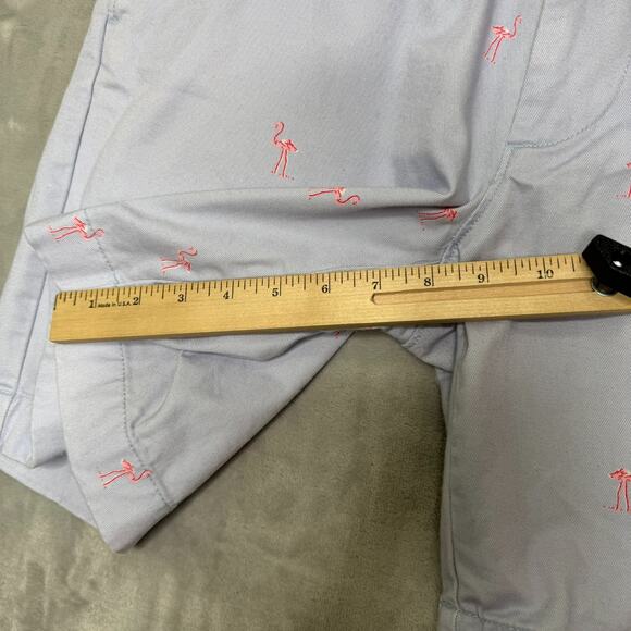 J. Crew Gramercy Shorts Mens 36 Light Blue Pink Flamingos Chino Pockets Beach - Picture 8 of 8